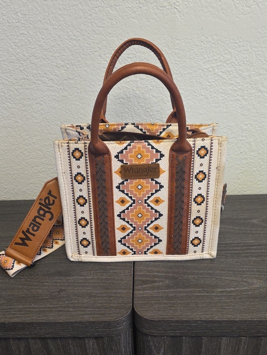 Wrangler Handbags - Wrangler Tan, Brown & Cream Geometric Mini Tote